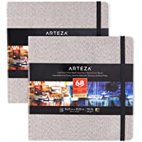 ARTEZA Blocs de acuarela | 21x21 cm | Paquete de 2 | Total 68 hojas | Tapa dura color gris | Papel de 230 g-m² | Libreta…